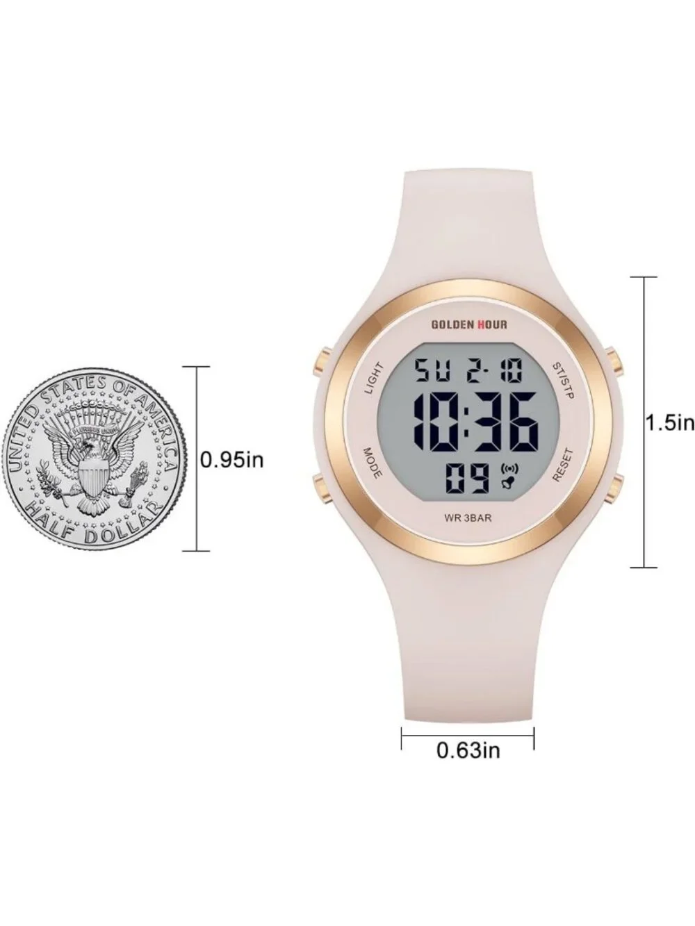Waterproof Sport Women's Digital Chronograph Watch with Silicone Strap - Stylish